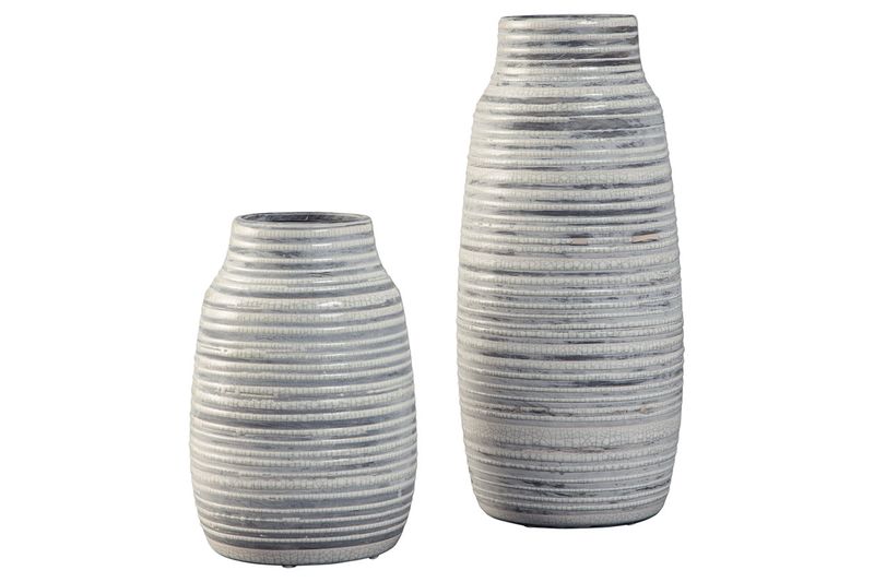 Donaver Vases in Gray & White, Set of 2, Image 1