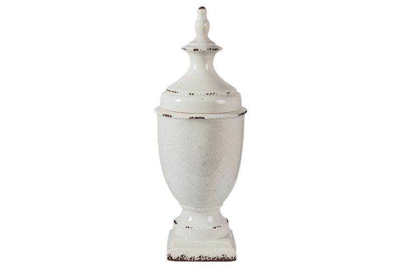 Devorit Antique Ceramic Jar in White, Image 1