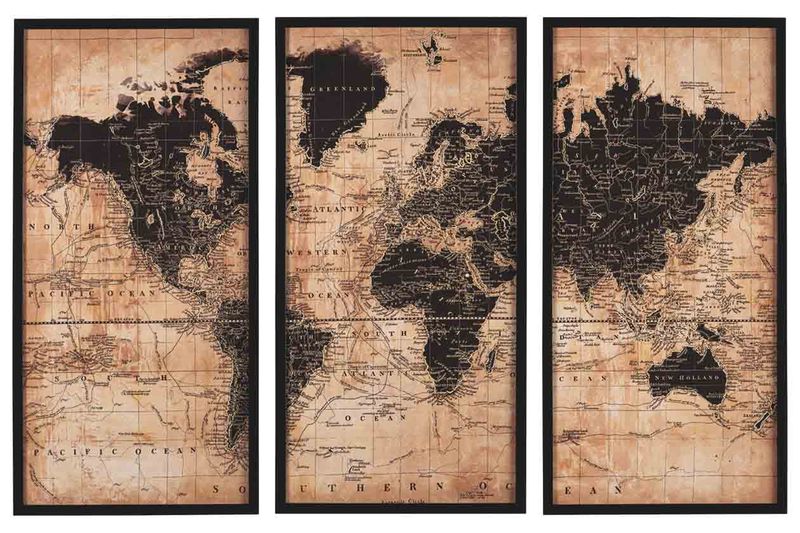 Pollyanna World Map, Set of 3, Image 1