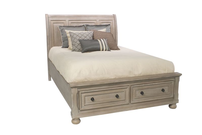 Alegra Sleigh Bed w/ Storage in Gray, Queen, Image 1