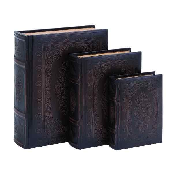 Antique Leather Book Boxes, Set of 3, Image 1 Antique Leather Book Boxes, Set of 3, Image 1
