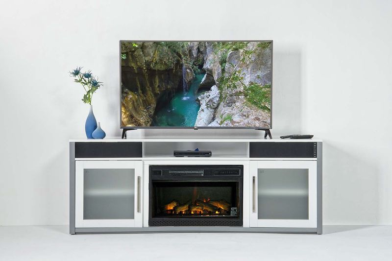 Ashford Bluetooth Console w/ Fireplace Insert in White, 70 Inch, Image 1