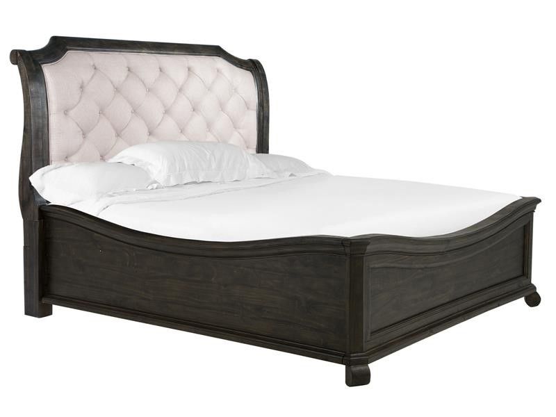 Bellamy Sleigh Bed in Charcoal, California King, Image 1