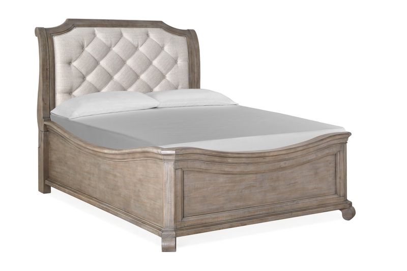 Bellamy Sleigh Bed in Gray, Queen, Image 1