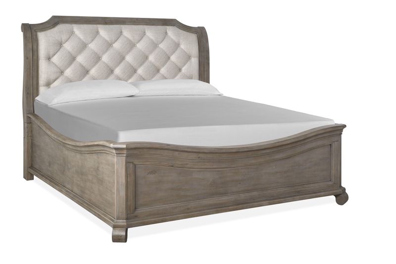 Bellamy Sleigh Bed in Gray, California King, Image 1