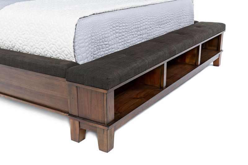 Cagney Upholstered Panel Bed w/ Storage in Brown, California King, Image 5