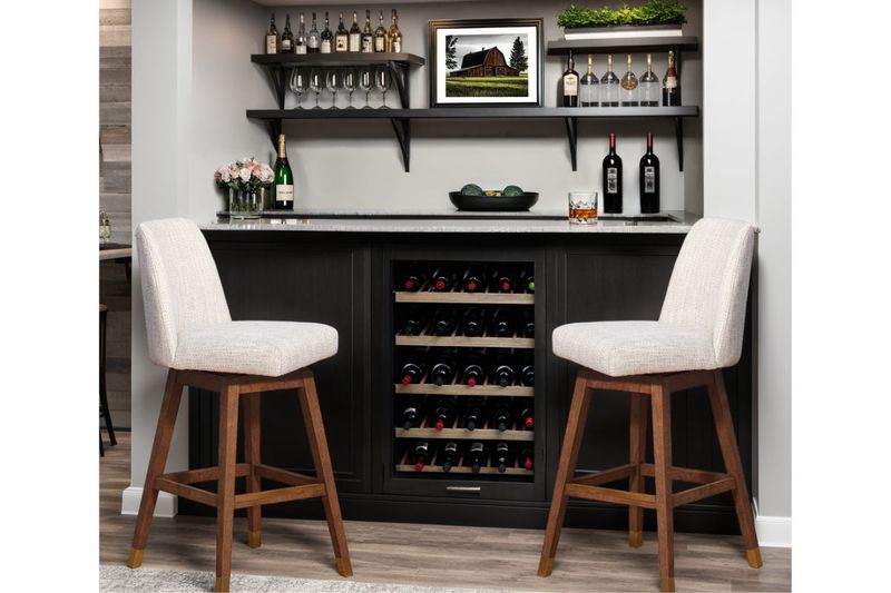 Amelia Swivel Bar Height Stool, Styled