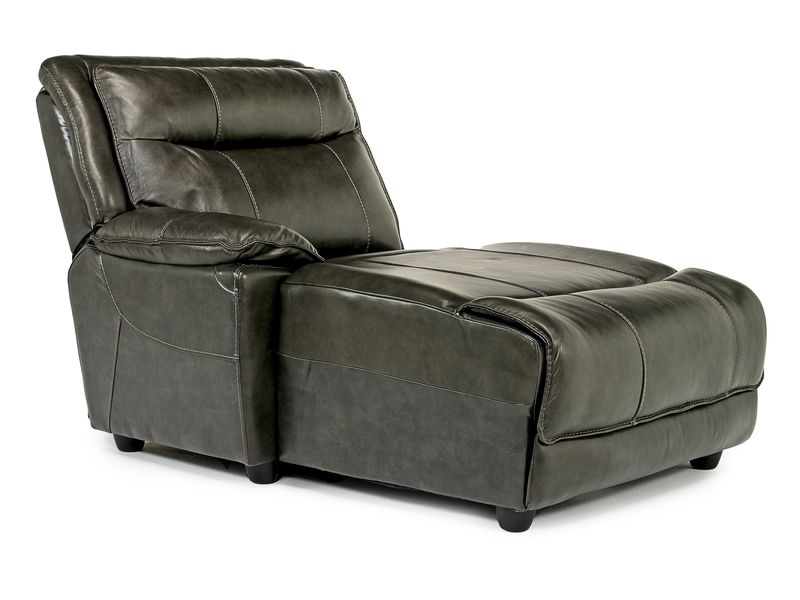 Boba 1 Arm Chaise in Gray Leather, Left Facing, Image 1