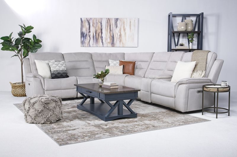 Chanel Grey 132 6 Piece Power Reclining Modular Sectional with