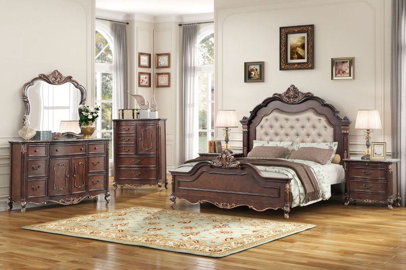 Constantine Upholstered Bed, Styled