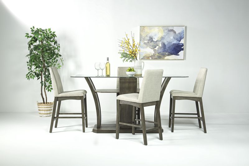 Dapper Counter Height Dining Table & 4 Stools in Gray, Image 1