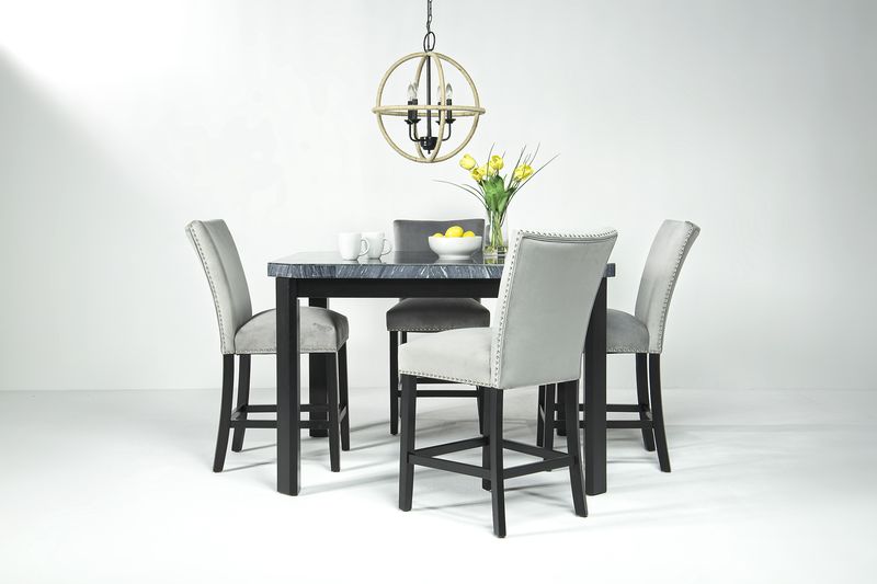 Francisco Square Counter Height Dining Table & 4 Stools in Gray/Gray