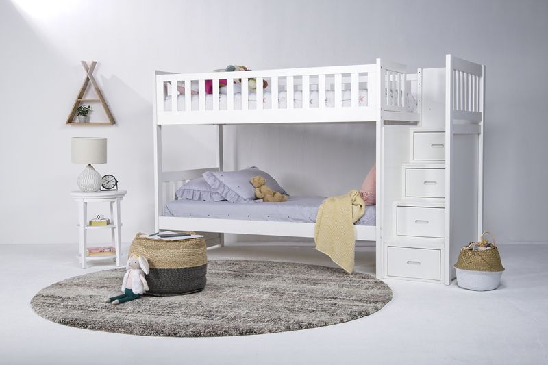 Salem staircase twin over twin bunk bed shop with drawers