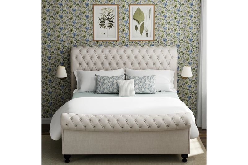 Jackie Upholstered Bed in Crepe Lifestyle