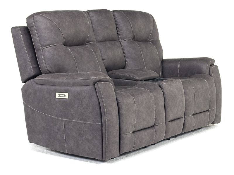 Kingston 3 Power Console Loveseat in Steel Gray Mor Furniture