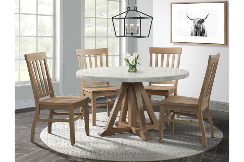 Lakeview Dining Table & 4 Chai, Styled