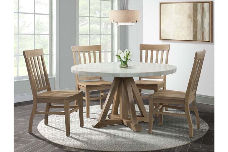 Lakeview Round Dining Table & 4 Chairs, Styled