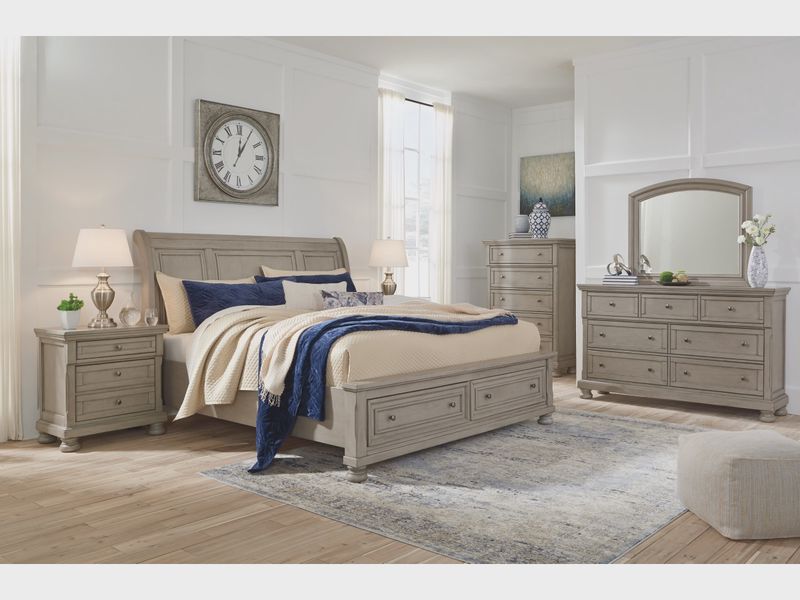 Lettner Sleigh Bed & Dresser &, Styled Lettner Sleigh Bed & Dresser &, Styled