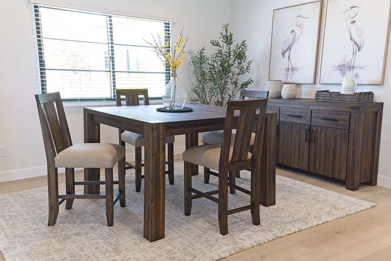 Meadow Counter Height Dining Table & 4 Stools in Brown, Image 1 Meadow Counter Height Dining Table & 4 Stools in Brown, Image 1