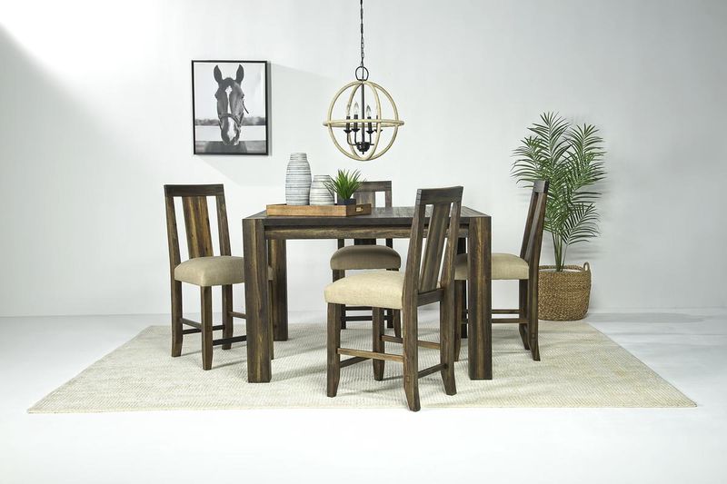 Meadow Counter Height Dining Table & 4 Stools in Brown, Image 1