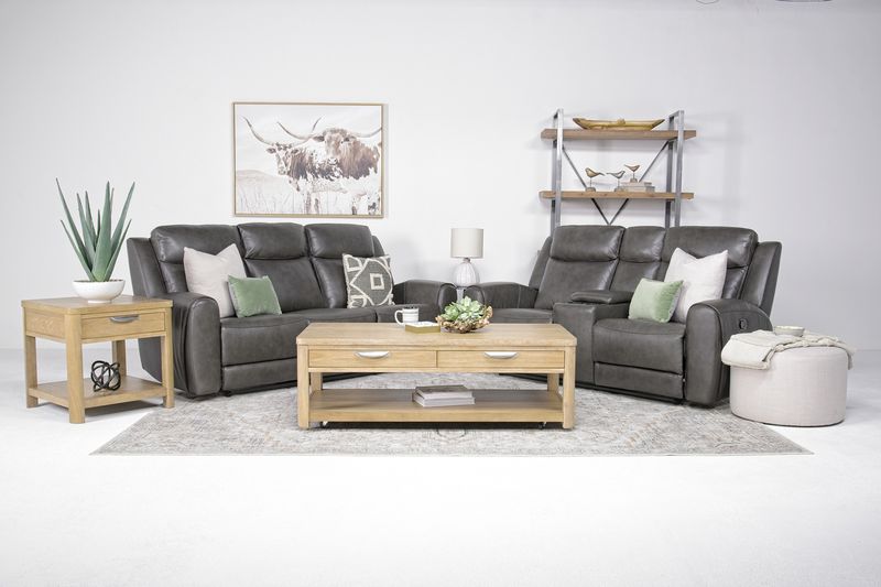 Mia Reclining Console Loveseat, Styled
