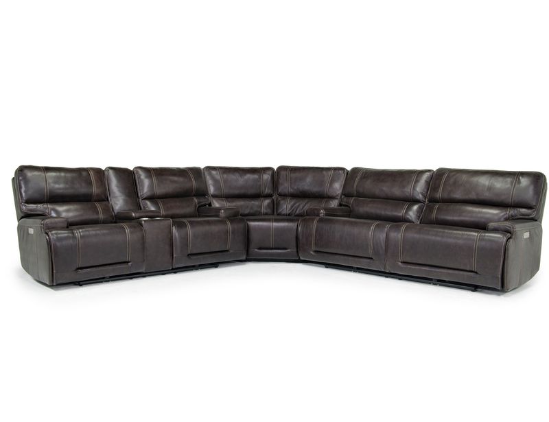Oslo 3 Piece 3 Power Sectional in Dark Brown Leather Mor Furniture