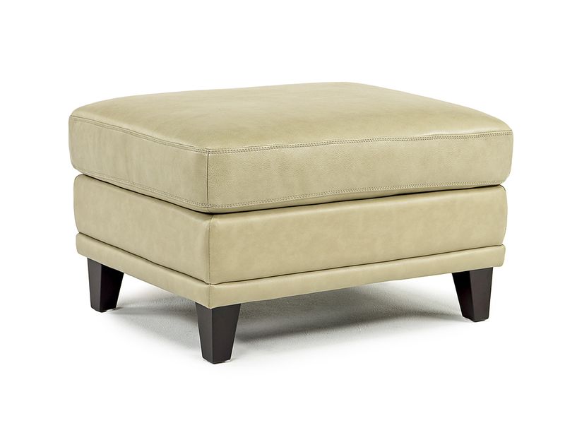 Peoria Ottoman in Sand Leather, Image 1 Peoria Ottoman in Sand Leather, Image 1