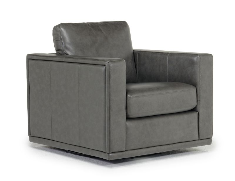 Peoria Swivel Chair in Gray Leather