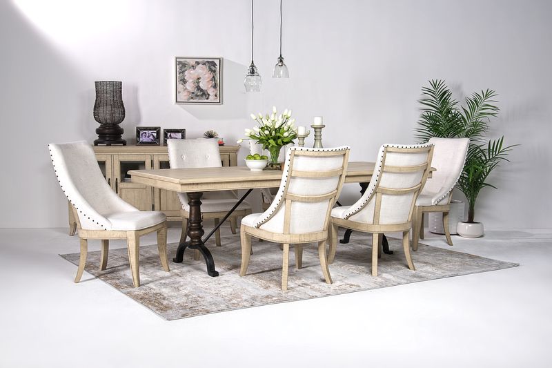 Roxy Extendable Dining Table & 6 Chairs in Vintage Taupe | Mor Furniture