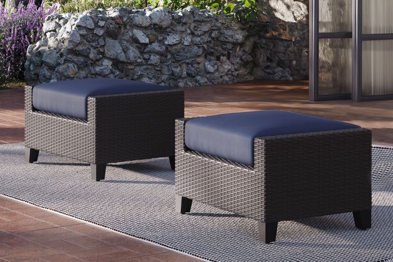 Skye Patio Ottoman, Styled