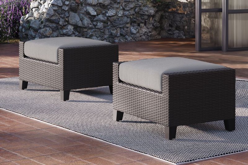 Skye Patio Ottoman, Styled