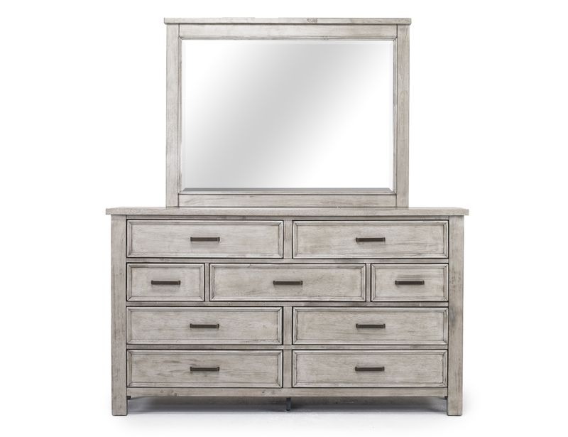 Gray dresser deals and mirror