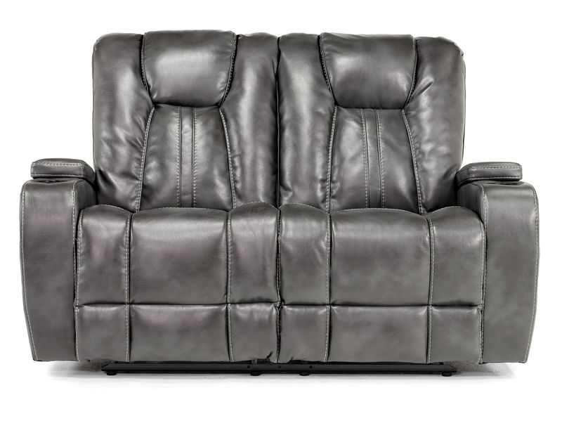Gray leather reclining loveseat outlet