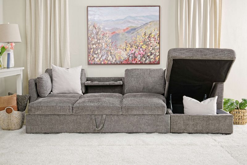 Vivian Queen Pullout Sofa Chai, StyledOpen