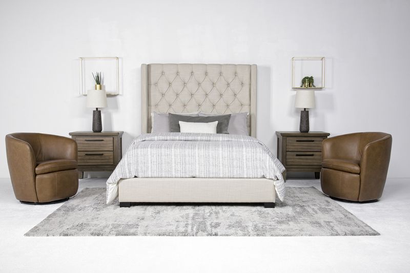 Westerly Upholstered Bed, Styled