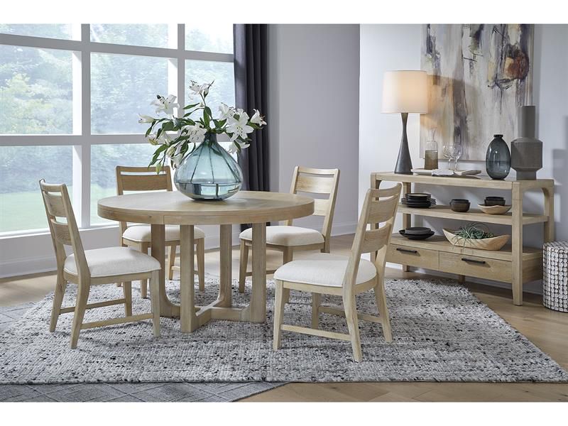 White Oak Round Dining Table &, Styled White Oak Round Dining Table &, Styled