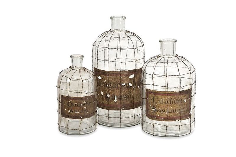 Dimora Wire Caged Bottles, Set of 3, Image 1