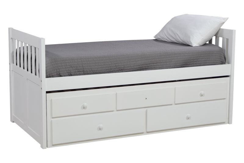 Basic Captain Bed w/ Storage in White, Twin, Image 1