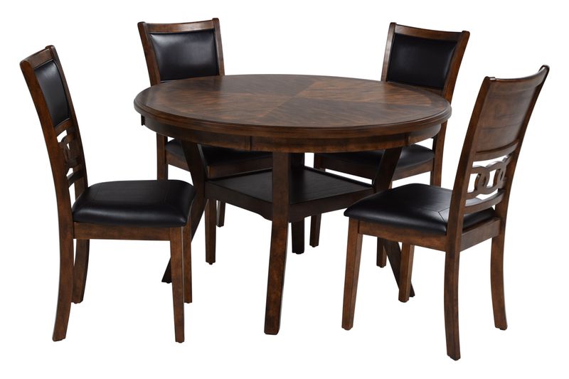 Gia Round Dining Table & 4 Chairs in Light Brown, Image 2