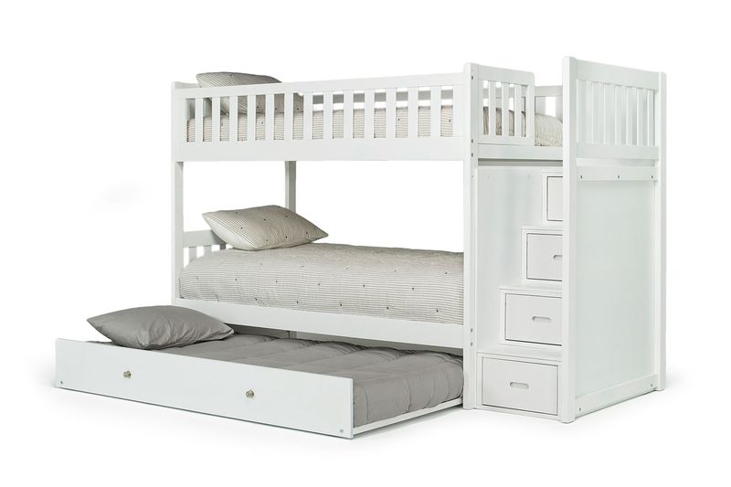 Harlow Bunk Bed w/ Trundle in White, Twin/Twin, Image 1
