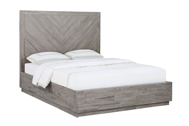 Herringbone Panel Bed w/ Storage in Gray, California King, Image 1