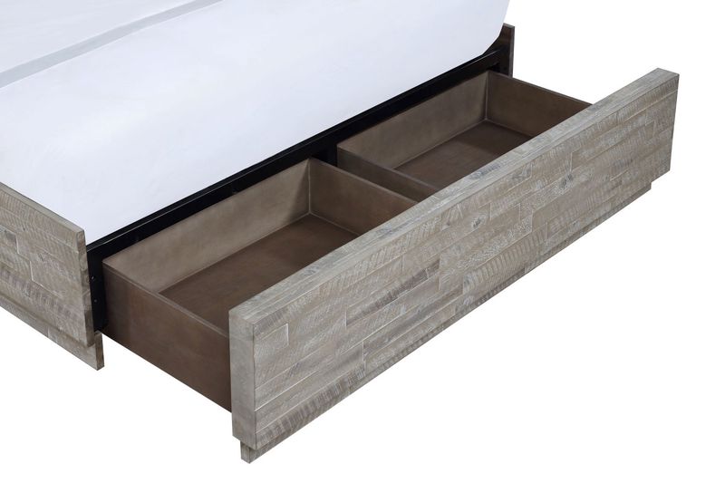 Herringbone Panel Bed w/ Storage in Gray, California King, Image 5