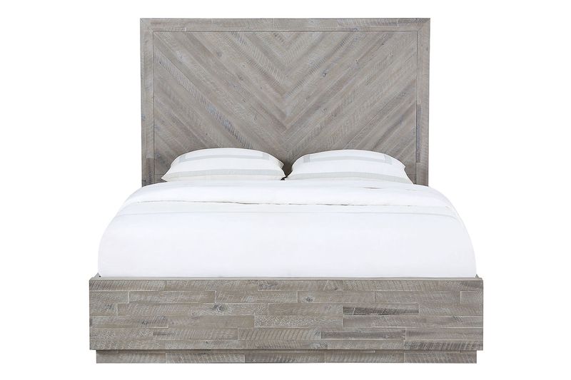 Herringbone Panel Bed w/ Storage in Gray, California King, Image 2