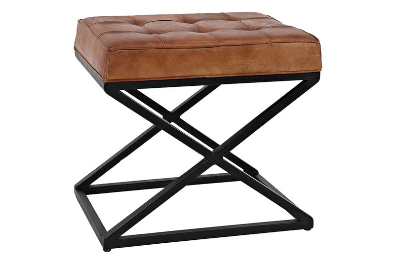 Hogan Accent Ottoman in Brown Leather, Image 1