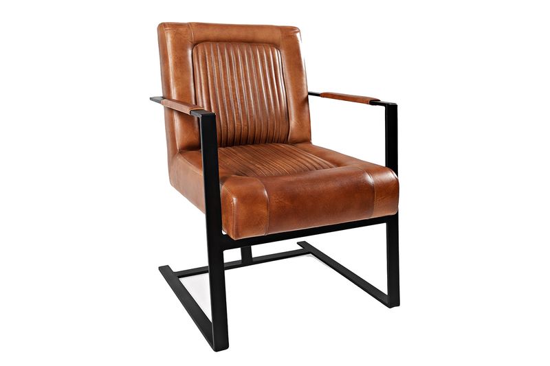 Maguire Accent Saddle Chair in Brown Leather, Image 1
