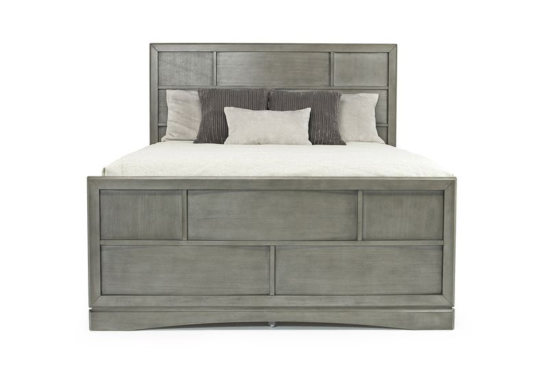Ontario Panel Bed w/ Storage, Dresser, Mirror & Nightstand in Gray, Eastern King, Image 4
