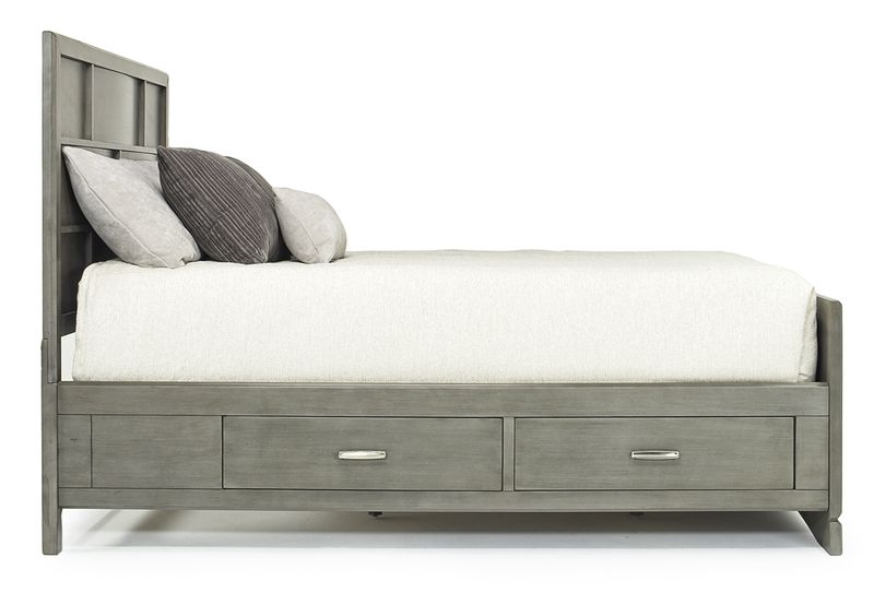Ontario Panel Bed w/ Storage, Dresser, Mirror & Nightstand in Gray, Eastern King, Image 3