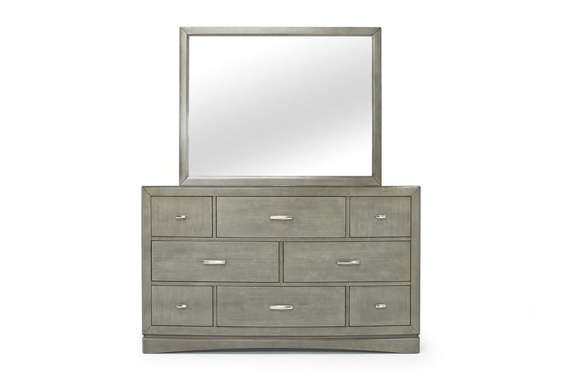 Ontario Panel Bed w/ Storage, Dresser, Mirror & Nightstand in Gray, Eastern King, Image 7