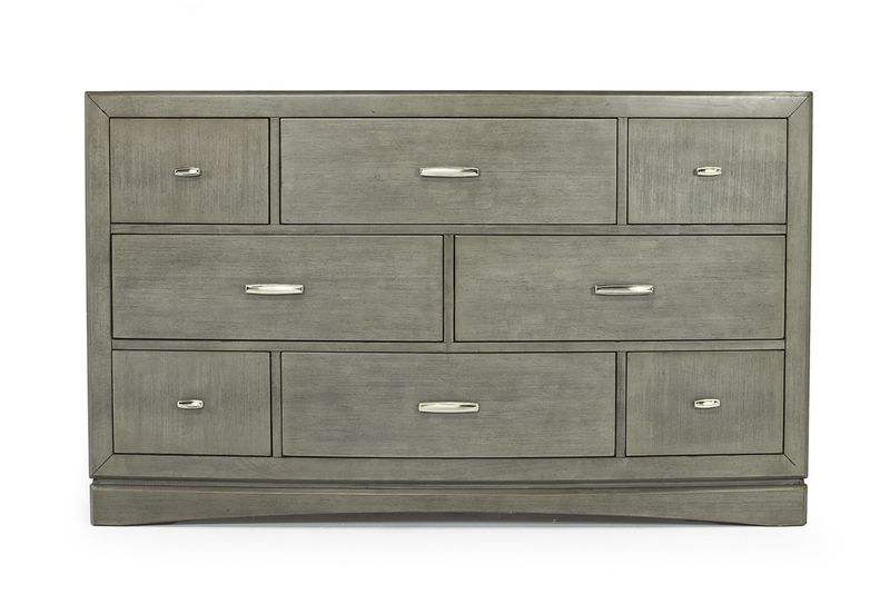 Ontario Panel Bed w/ Storage, Dresser, Mirror & Nightstand in Gray, Eastern King, Image 6