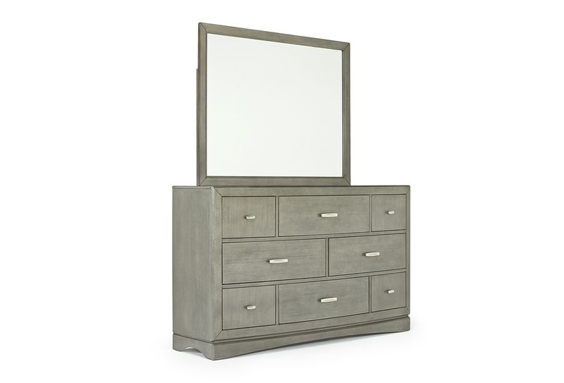Ontario Panel Bed w/ Storage, Dresser, Mirror & Nightstand in Gray, California King, Image 7